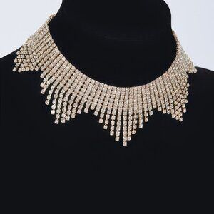 Rhinestone Drop Choker Necklace